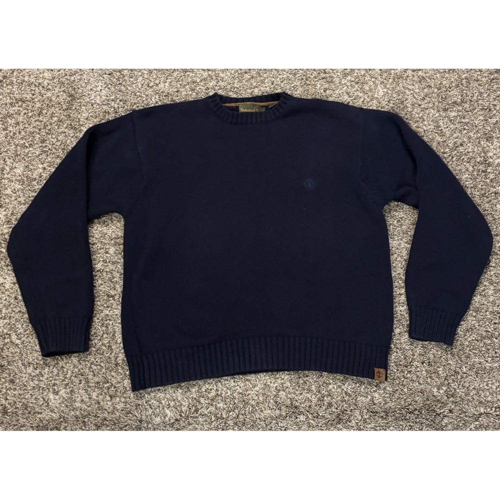 Timberland Navy Blue Sweater Williams River Cotton Jumper Men’s Size Large